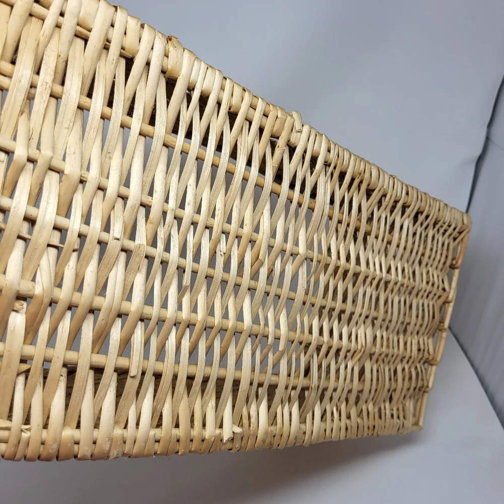 Long‎ Wicker Basket Rectangle Light Beige Cream Color Entertaining Gift Giving